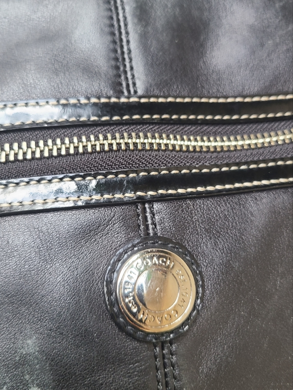 Coach Classic Black Leather Handbag - Picture 9 of 14